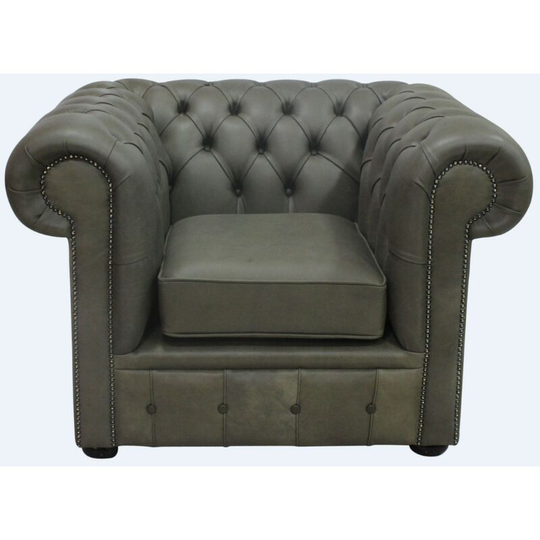 Chesterfield Low Back Club ArmChair Selvaggio Sage Green Leather