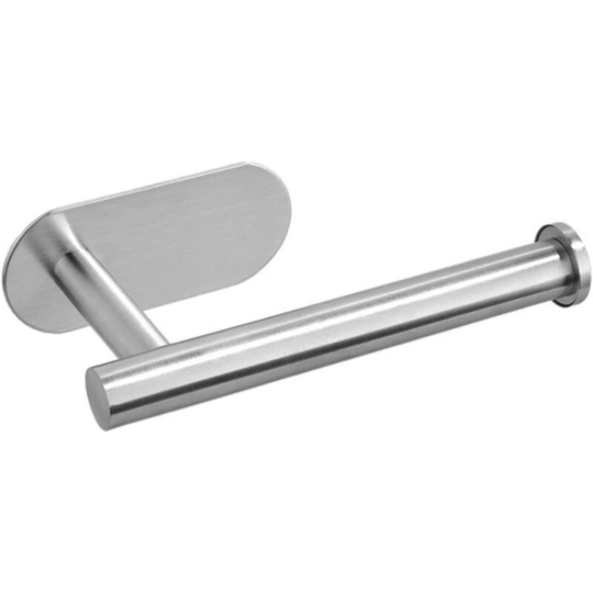 Self-adhesive toilet paper holder for bathroom and kitchen with screws or 3M wall sticker for horizontal or vertical positioning in stainless steel