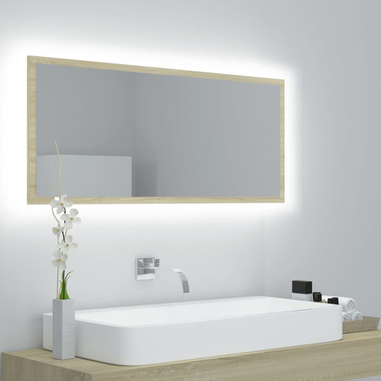 Led Bathroom Mirror Sonoma Oak 100x8.5x37 cm Chipboard