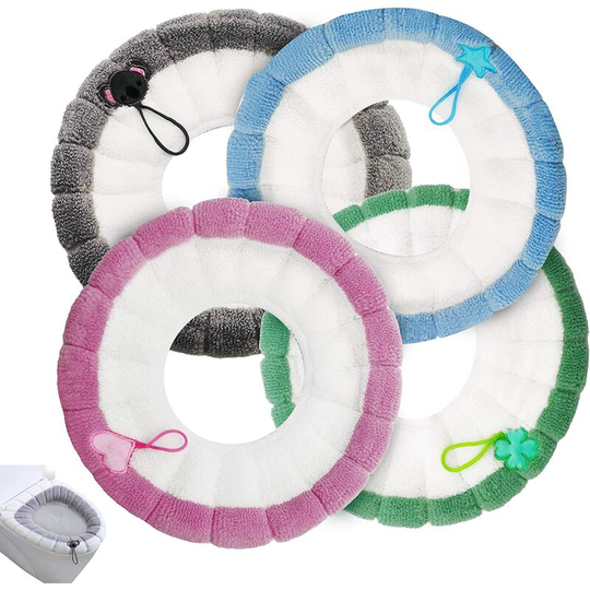 4 Pcs Toilet Seat Cushion Toilet Seat Cushion Cloth Toilet Cover Toilet Mat Warm Stretch Cover Washable Protection Cover for Universal Toilet Seat