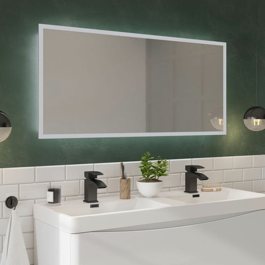 Mosca led Bathroom Mirror with Demister Pad and Shaver Socket 600mm h 1200mm w - Orbit