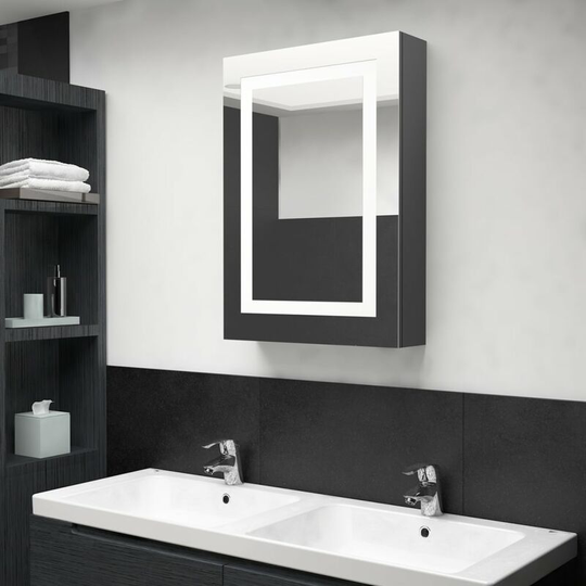 Led Bathroom Mirror Cabinet Grey 50x13x70 cm FF326490_UK - Topdeal