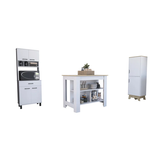 Set Linea Z Kitchen, Auxiliary Kitchen Cabinet High Z-65 + Kitchen Buffet Cabinet Z-60 + Kitchen Island Cala