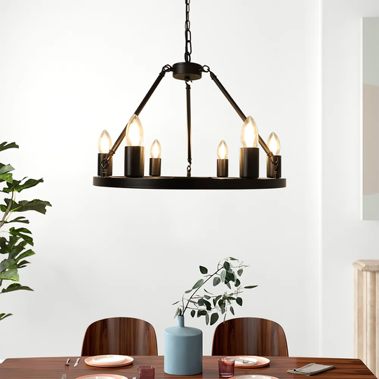 Haigh 6-Light Wagon Wheel Chandelier