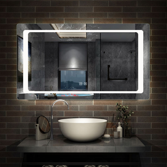 Fog Free Bathroom Mirror with Lights Wall Mounted IP44 Rated - 1200x700 Dual Touch Sensor