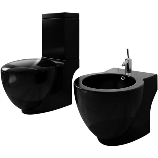 Vidaxl - Stand Toilet & Bidet Set Black Ceramic Black