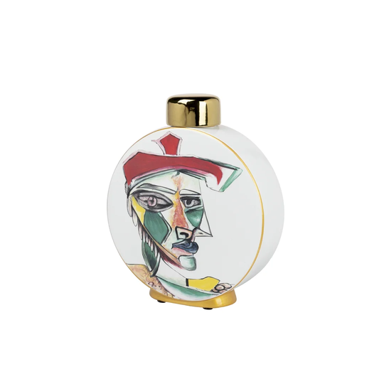 Pardeesville Red/Green/Gold Ceramic Jar
