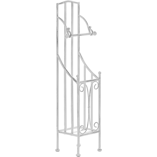 Vintage Metal Toilet Paper Stand Holder 68 cm Bathroom Accessories White Brisa - White