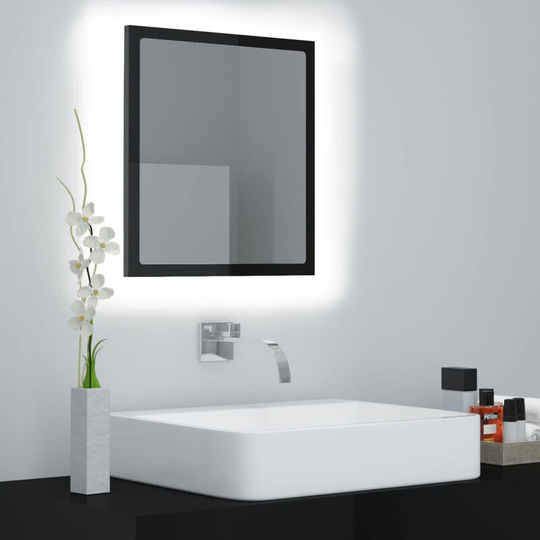 Led Bathroom Mirror High Gloss Black 40x8.5x37 cm Chipboard