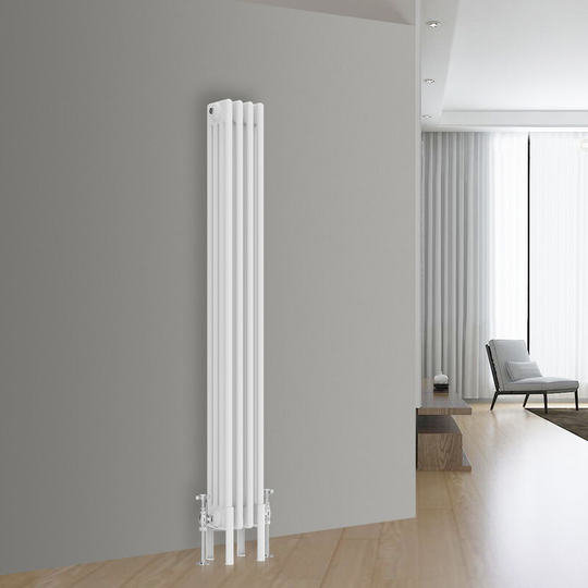 NRG - Traditional Cast Iron Style Radiator Central Heating Rads White Vertical 4 Column 1500x200mm