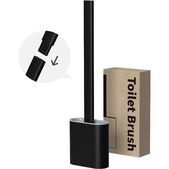 Toilet Brush, Toilet Brush, Silicone Toilet Brush, Quick Dry Antibacterial Silicone Toilet Brush, Long Handle Toilet Brush (Black)