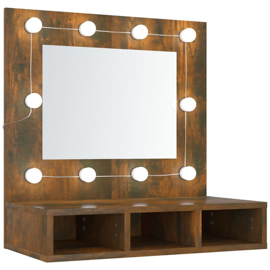 Vidaxl - Mirror Cabinet with led Smoked Oak 60x31.5x62 cm Brown