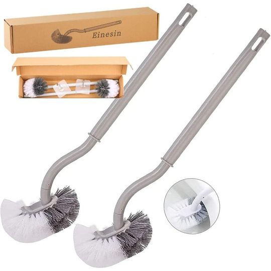 2PCS Toilet Brush Toilet Brush Plastic Long Handle Toilet Brush with Strong Bristles for Toilet Household Deep Cleaning Gray