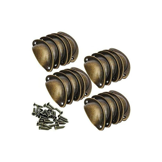 20 Pieces Retro Vintage Furniture Cupboard Door Cabinet Drawer Pull Handles and Knobs Shell Shape with Screws Bronze 8 * 3 * 2 cm
