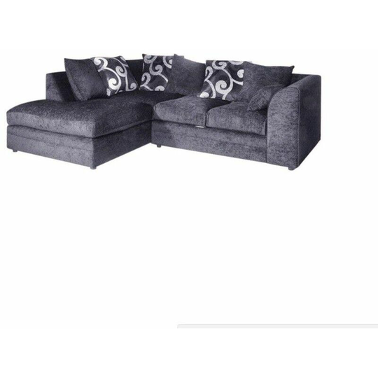 Zina Left Hand Facing Chenille Fabric Corner Sofa - Grey