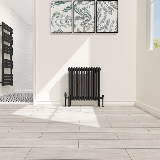 NRG - Traditional 4 Column Radiator Cast Iron Style Heating Rads Horizontal Black 600x605mm