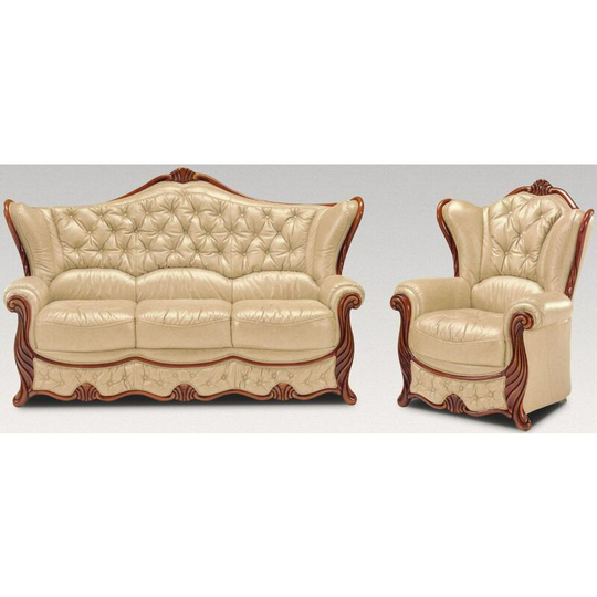 Christina 3 Seater + Armchair + Armchair Genuine Italian Leather Nut Sofa Settee Offer