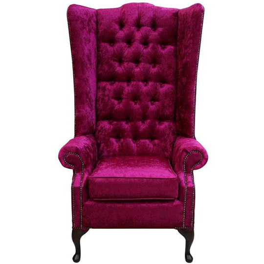 Chesterfield Soho Velvet High Back Wing Chair Shimmer Fuchsia Pink