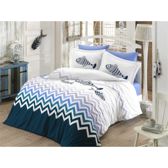Finnerty Turuqoise/Green 100% Cotton Duvet Cover Set