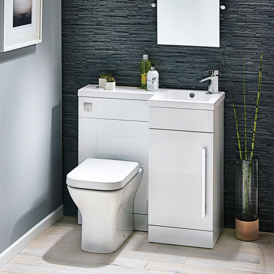 Orbit Life RH Combination Unit with Sculptured Basin 900mm Wide - Gloss White