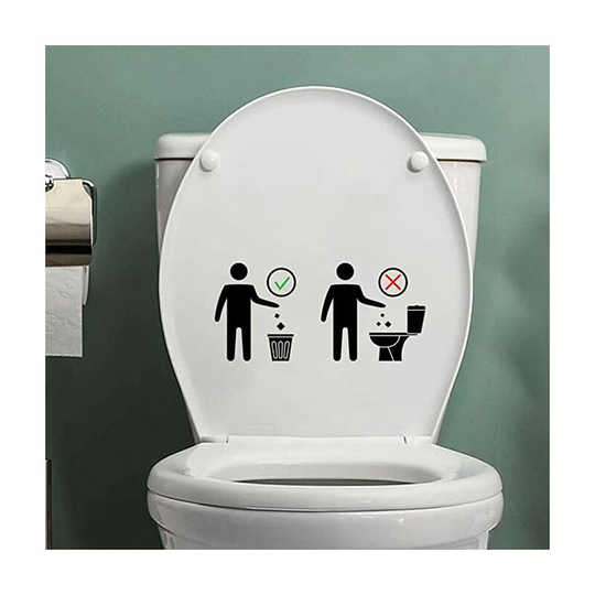 Toilet Lid Decals Quotes Warning Slogan Stickers Removable Waterproof Toilet Seat Stickers for Bathroom wc Toilet Restroom Decors (Black)
