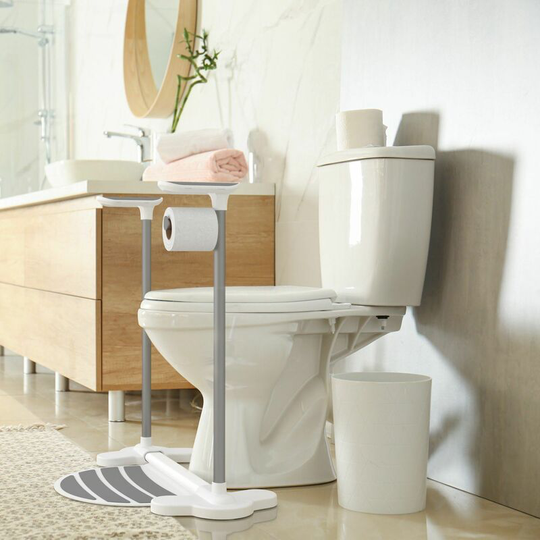 Assisted Toilet Support Frame Toilet Roll Holder Gloss White uk 100004 - White - Arthr