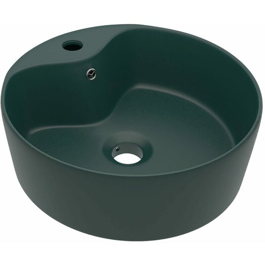 Vidaxl - Luxury Wash Basin with Overflow Matt Dark Green 36x13 cm Ceramic Green