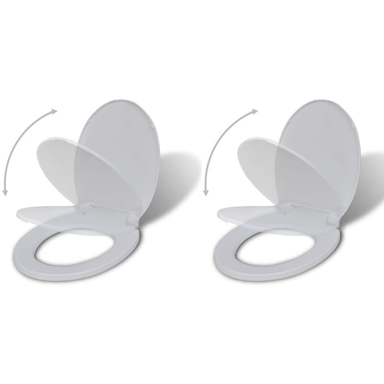 Toilet Seats with Soft Close Lids 2 pcs Plastic White VD18816 - Hommoo