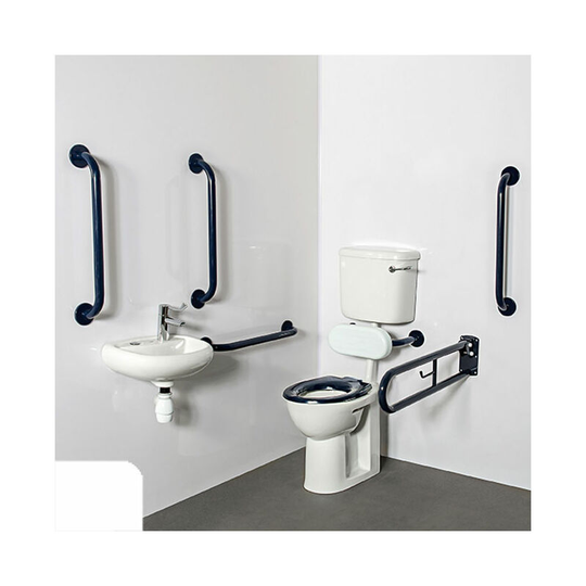 NymaPRO Low Level Doc m Toilet Pack with Steel Grab Rails - White - Nymas