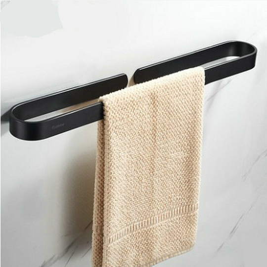 Self-adhesive towel rails, towel rack for bathroom or kitchen, without drilling towel rail, aluminum, matt black, 40cm