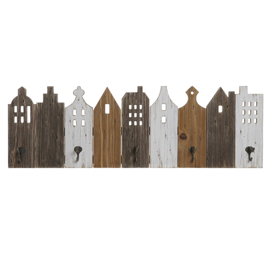 Spradlin 5 - Hook Wall Mounted Coat Rack in White/Brown