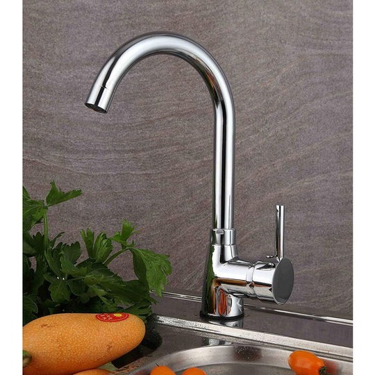 Kitchen Sink Mixer Tap Single Lever 360° Swiel Spout Mixer Faucet for Kitchen Sink Basin Taps uk Standard Solid Brass Chrome Finishing with Hoses Hot