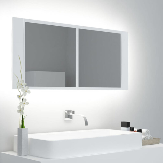 Led Bathroom Mirror Cabinet White 100x12x45 cm