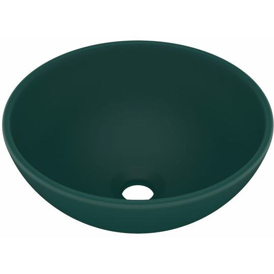 Luxury Bathroom Basin Round Matt Dark Green 32.5x14 cm Ceramic Vidaxl Green
