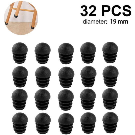32 pieces pipe plugs, round end cap, pipe, lamellar plugs with spherical head, pipe cover made of plastic, round pipe plugs, pipe caps for stools,