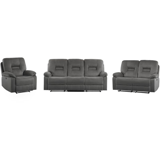 Modern Velvet Electric Recliner led Sofa Set 3 and 2 Armchair Dark Grey Bergen - Grey