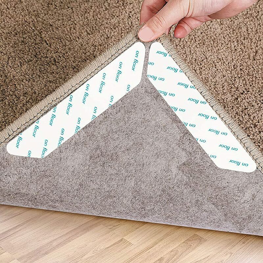Carpet Gripper, 12 Pieces Non-Slip Mat, Anti-Curl Grip Corner, Anti-Curl Anti-Slip Mat, Reusable Anti-Curl Mat Sticker for Hardwood Floors, Carpets