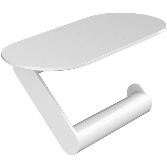 WallStoris Bathroom Toilet Roll Holder With Shelf Matt White Modern - White - Hansgrohe