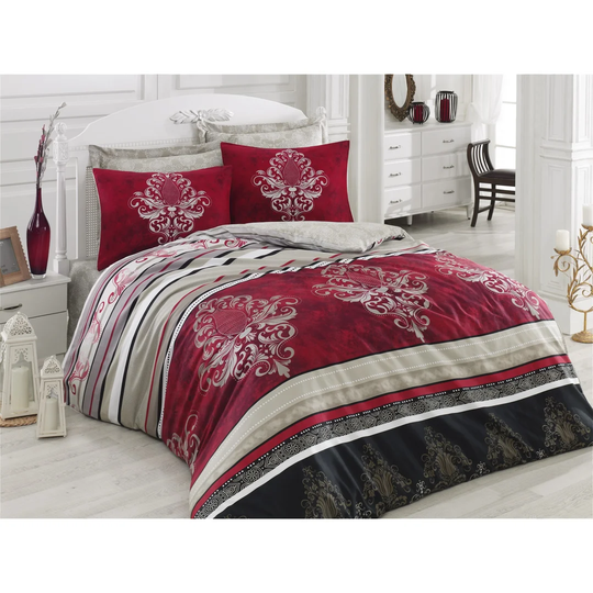 Marisa Red 100% Cotton Duvet Cover Set