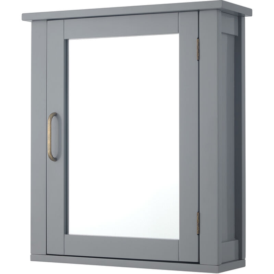 Wooden Bathroom Furniture Wall Mirrored Medicine Cabinet with Adjustable Shelf Grey EHF-F0021 - Grey - Teamson Home
