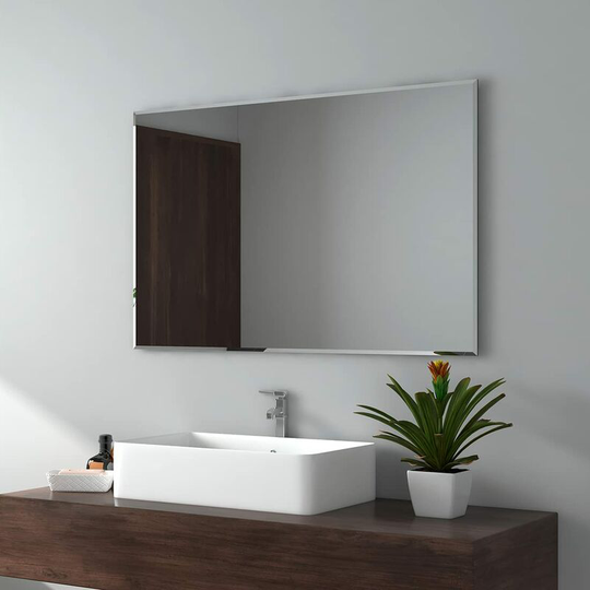 EMKE Wall Mounted Bathroom Mirror, Frameless Bathroom Mirror for Wall, Rectangle Vanity Mirrors 90x60 cm - 90x60cm