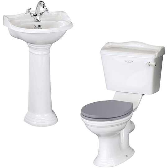 Porchester Bathroom Suite Close Coupled Toilet and Basin 500mm 1 Tap Hole - Bayswater