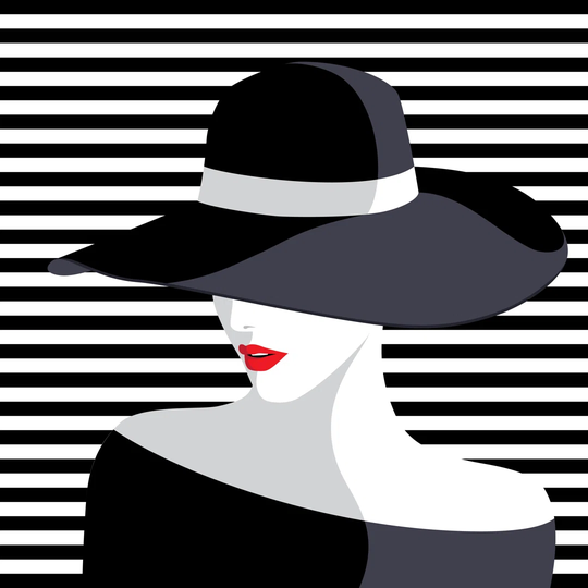 Woman Wearing Big Hat - Wrapped Canvas Graphic Art