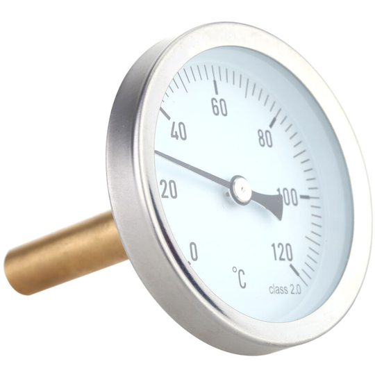Superseller - 63mm Horizontal Dial Thermometer Aluminum Temperature Gauge 0-120°C 1/2 bsp Screw Diameter