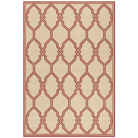 Duren Hooked Red/Cream Indoor/Outdoor Rug