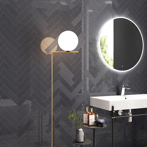 RAK Subway Metro Nero Glossy Wall Tiles - 100 x 300mm