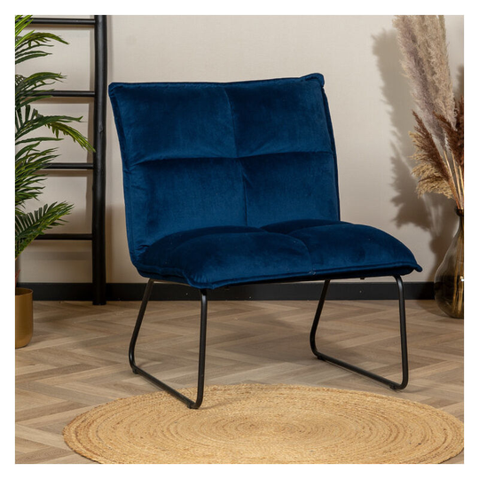 Velvet Armchair Malaga Blue - Blue