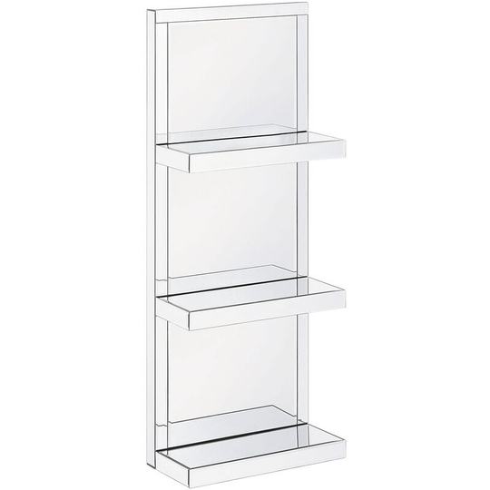 Beliani - Modern 3 Tire Bathroom Shelf Mirror Effect Tempered Glass Shelves Glam Silver Gaona - Silver