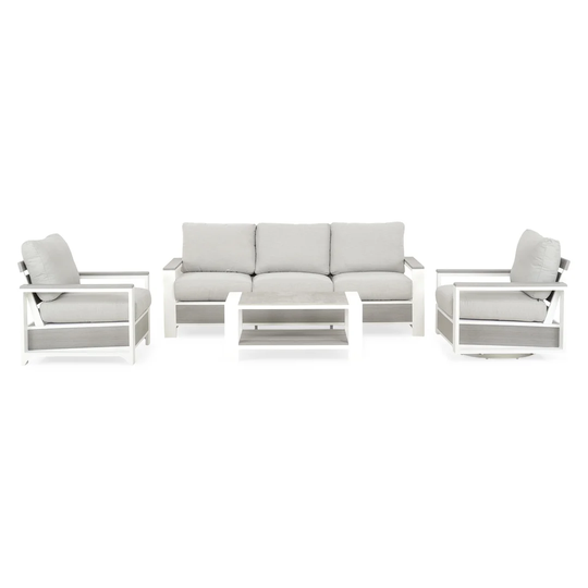 Set Of Armchair, Armchair-rocker, Sofa and Table Kendalle L.100 L.60 H.43 Mix White-Grey/Grey
