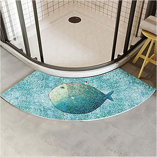 Ilovemilan - Curved bath mat, curved shower mat, washable curved bath mat, absorbent, non-slip bath mat, lambswool, for shower or bathtub.